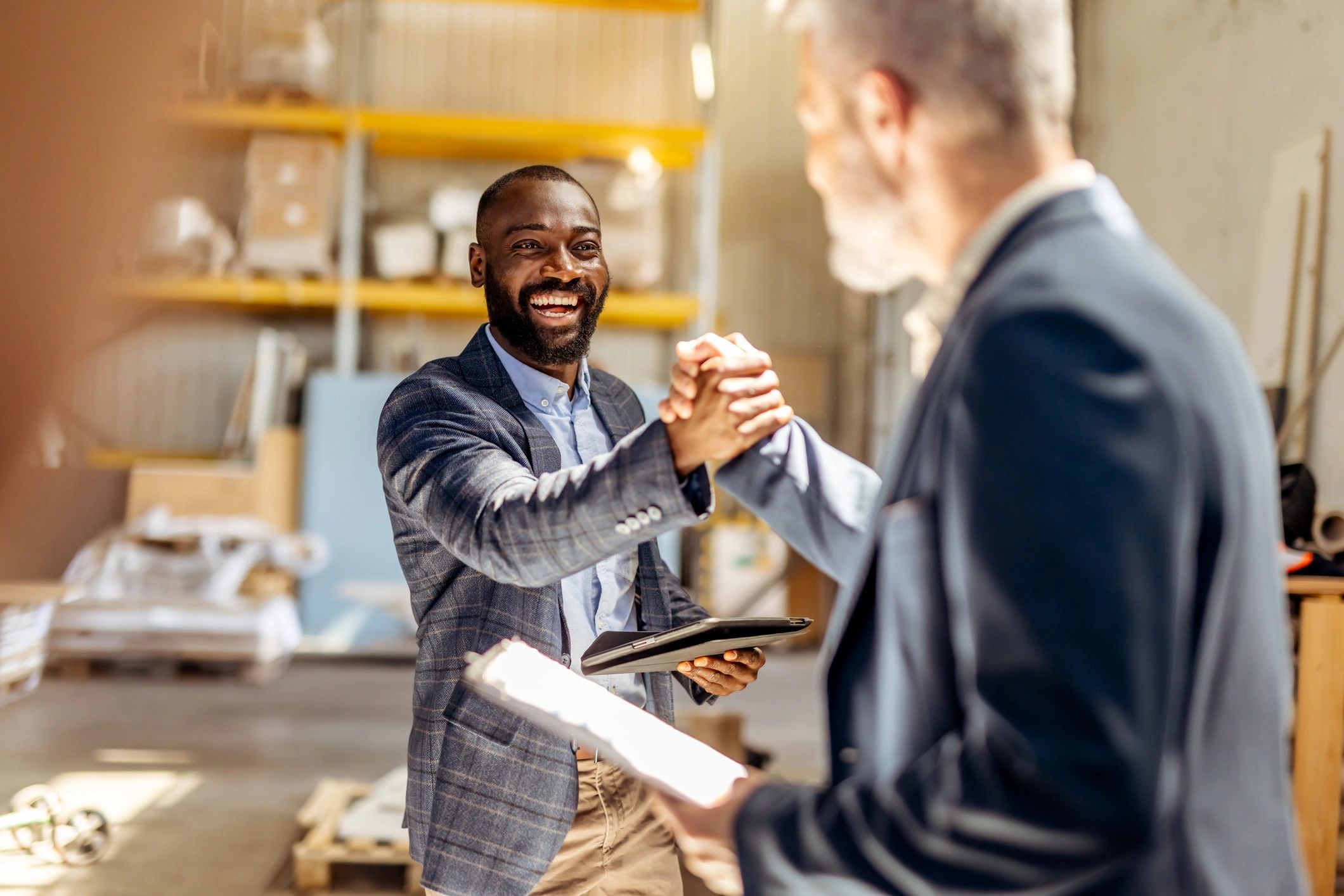 happy client construction handshake